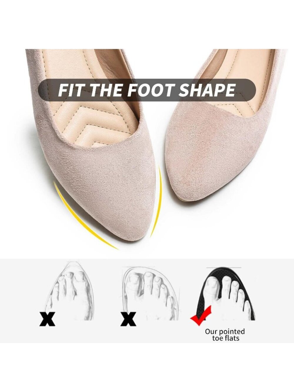 Women’s Nude Flat Comfortable Suede Pointed Toe Slip On Casual Ballet Flat Shoes - Picture 6 of 6